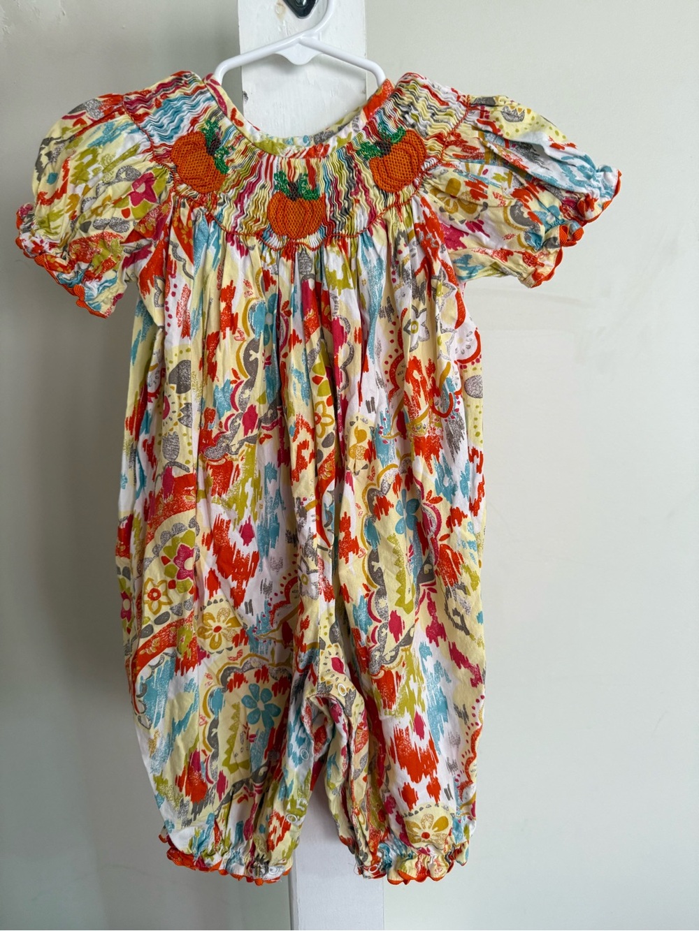 Banana Split Smocked Fall Bubble Romper